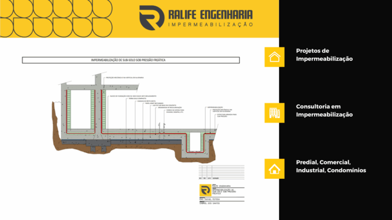 A impermeabilização é uma etapa fundamental da construção, que deve ser planejada desde o início da obra. Por isso, desenvolvemos projetos que atendem desde a fundação até a cobertura, com detalhamento específico